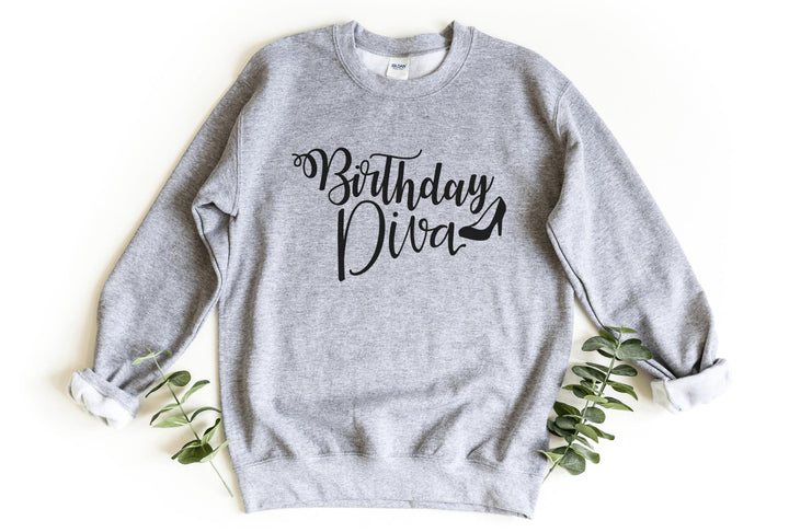 Sweatshirts-Birthday Diva Sweatshirt-S-Sport Grey-Jack N Roy