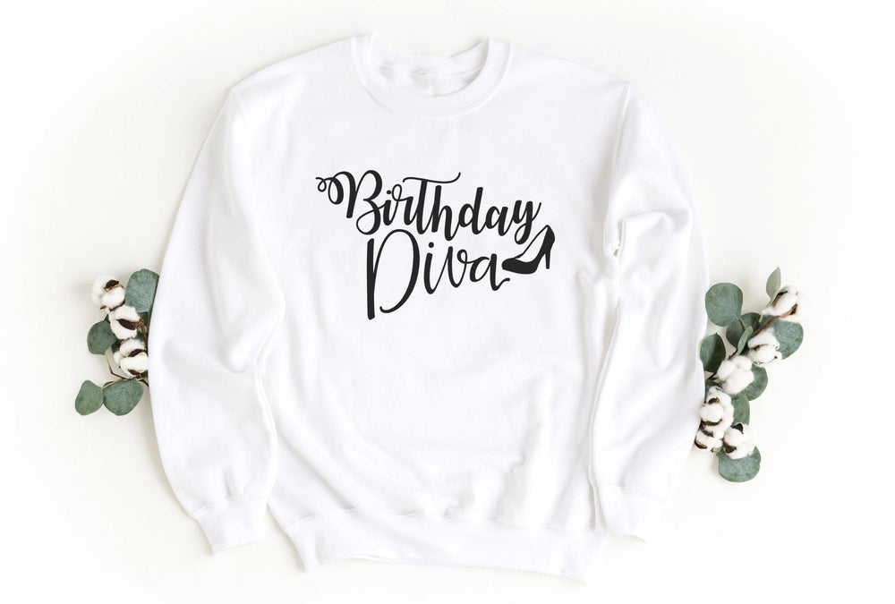 Sweatshirts-Birthday Diva Sweatshirt-S-White-Jack N Roy