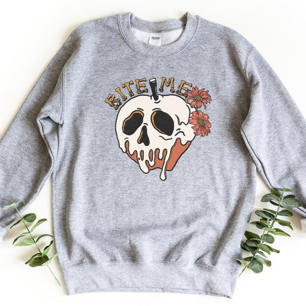 Sweatshirt-Bite Me (Skull) Sweatshirt-S-Sport Grey-Jack N Roy