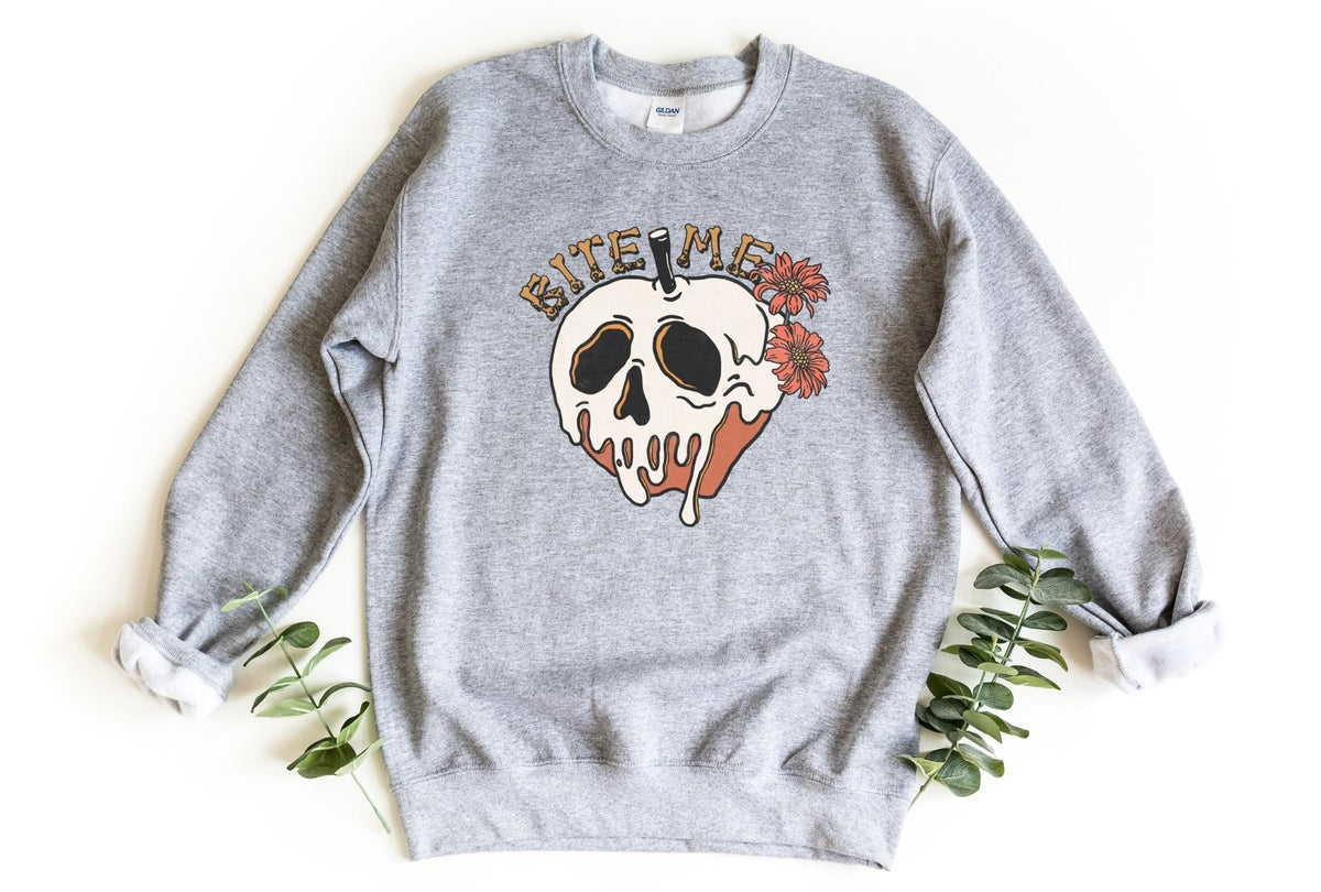 Sweatshirt-Bite Me (Skull) Sweatshirt-S-Sport Grey-Jack N Roy