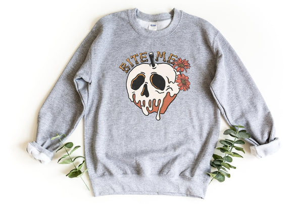 Sweatshirt-Bite Me (Skull) Sweatshirt-S-Sport Grey-Jack N Roy