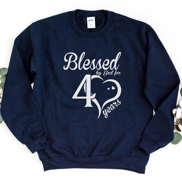 Sweatshirt-Blessed For 40 Years Sweatshirt-S-Navy-Jack N Roy