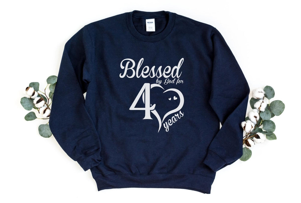 Sweatshirt-Blessed For 40 Years Sweatshirt-S-Navy-Jack N Roy