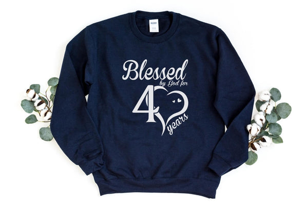 Sweatshirt-Blessed For 40 Years Sweatshirt-S-Navy-Jack N Roy