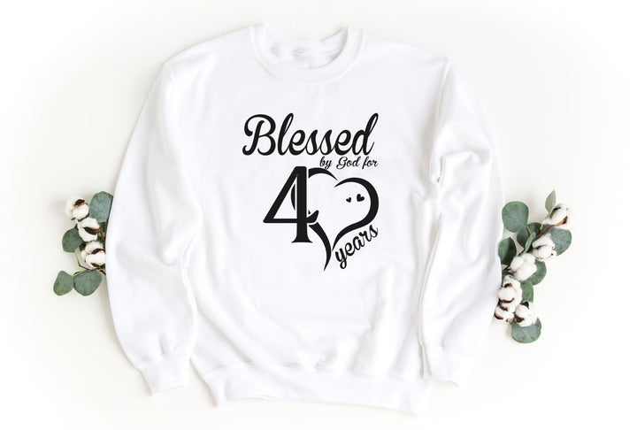 Sweatshirts-Blessed For 40 Years Sweatshirt-S-White-Jack N Roy