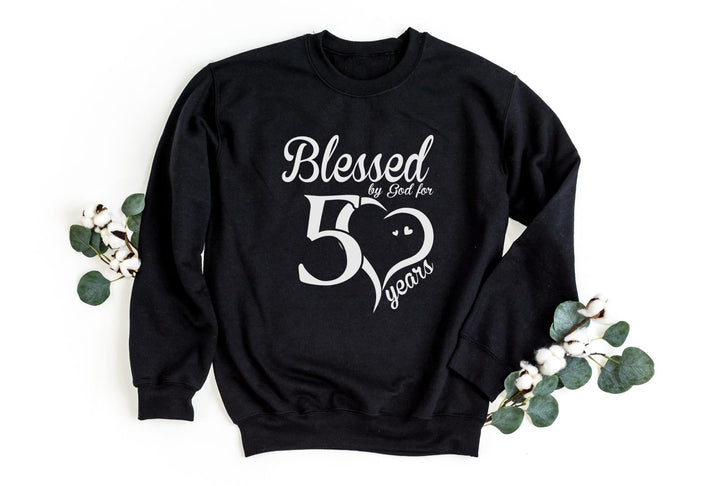 Sweatshirts-Blessed For 50 Years Sweatshirt-S-Black-Jack N Roy