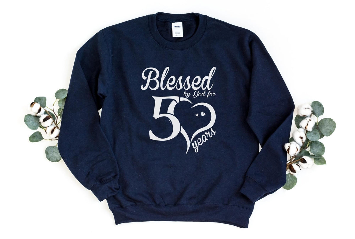 Sweatshirt-Blessed For 50 Years Sweatshirt-S-Navy-Jack N Roy