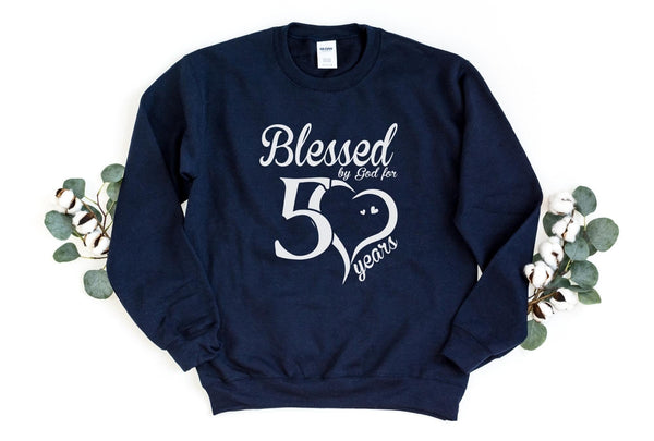 Sweatshirt-Blessed For 50 Years Sweatshirt-S-Navy-Jack N Roy