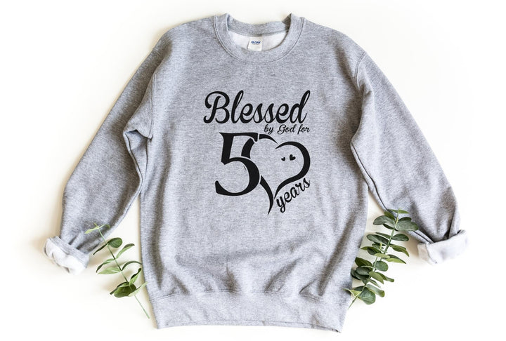 Sweatshirts-Blessed For 50 Years Sweatshirt-S-Sport Grey-Jack N Roy