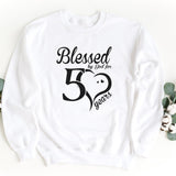 Sweatshirt-Blessed For 50 Years Sweatshirt-S-White-Jack N Roy