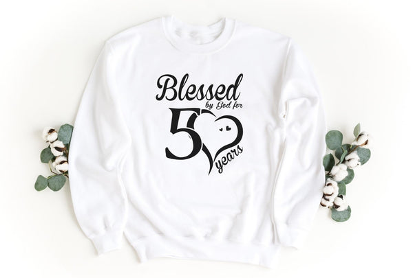 Sweatshirt-Blessed For 50 Years Sweatshirt-S-White-Jack N Roy