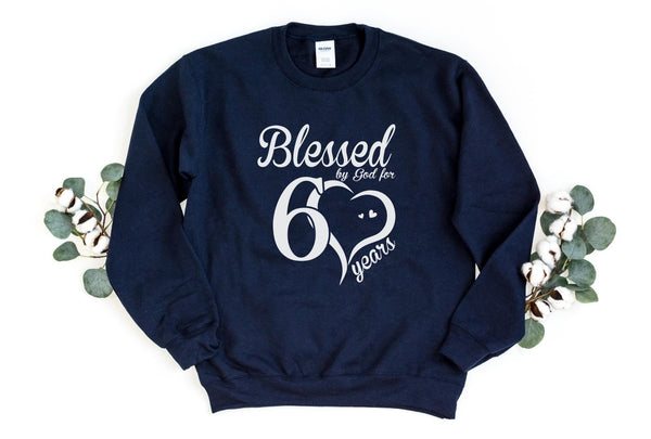 Sweatshirt-Blessed For 60 Years Sweatshirt-S-Navy-Jack N Roy