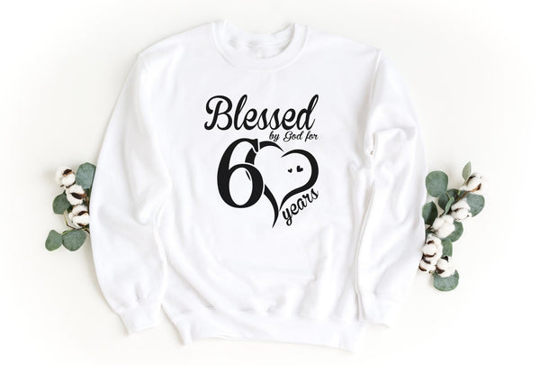 Sweatshirt-Blessed For 60 Years Sweatshirt-S-White-Jack N Roy