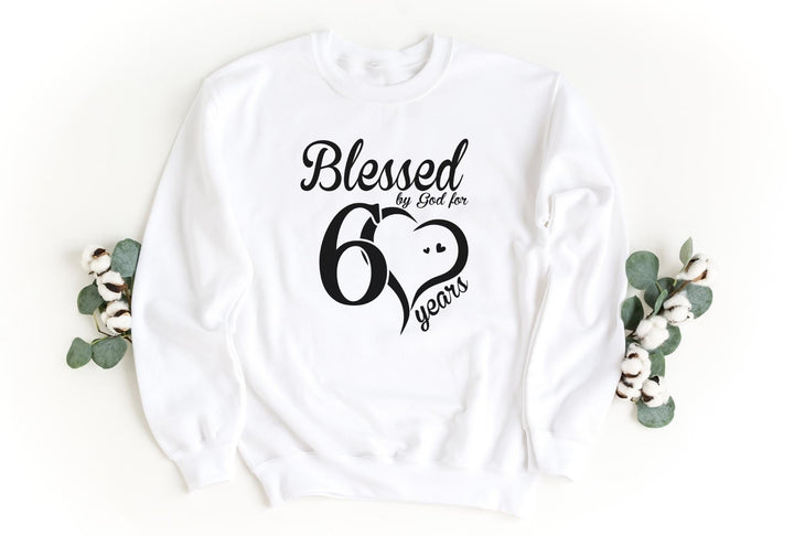 Sweatshirts-Blessed For 60 Years Sweatshirt-S-White-Jack N Roy