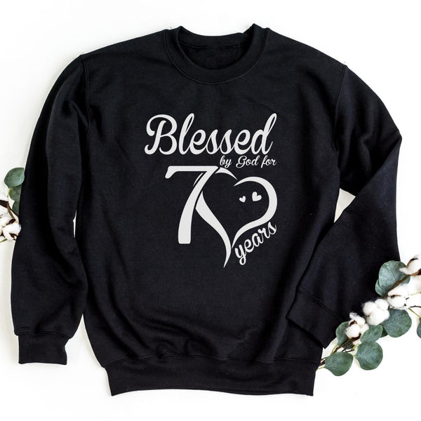 Sweatshirt-Blessed For 70 Years Sweatshirt-S-Black-Jack N Roy