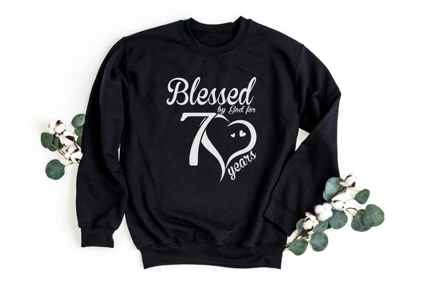 Sweatshirt-Blessed For 70 Years Sweatshirt-S-Black-Jack N Roy