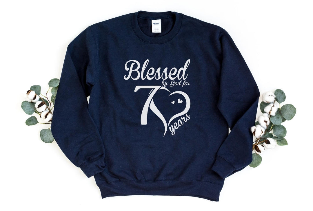 Sweatshirts-Blessed For 70 Years Sweatshirt-S-Navy-Jack N Roy
