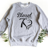 Sweatshirt-Blessed For 70 Years Sweatshirt-S-Sport Grey-Jack N Roy