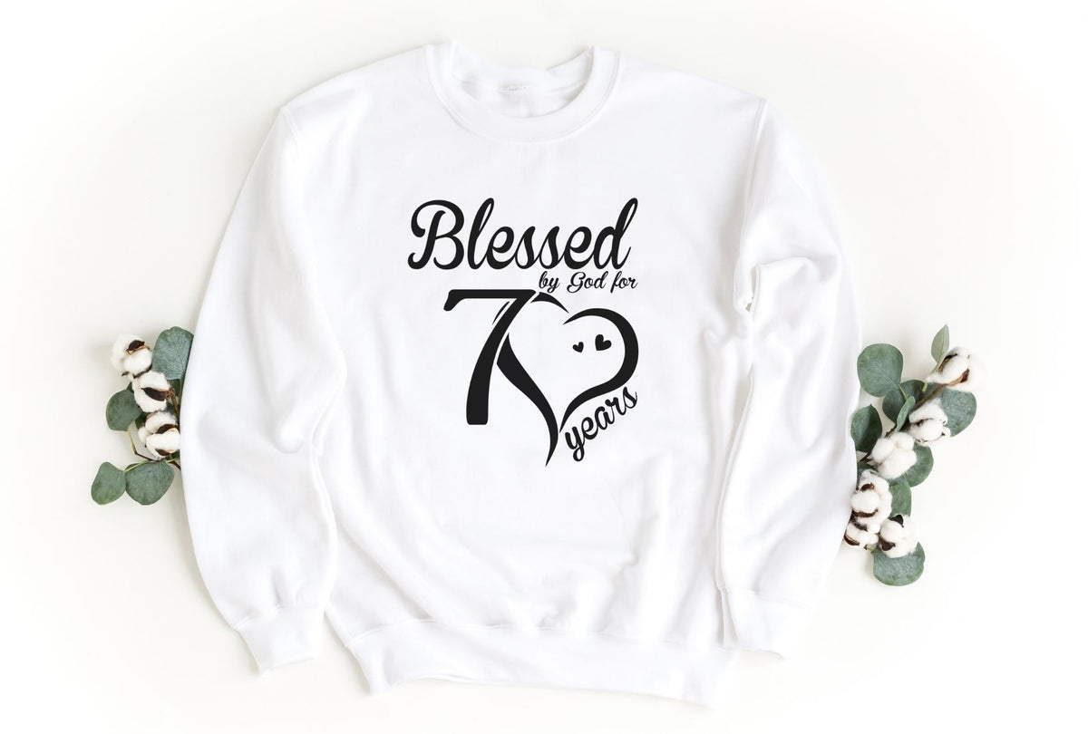 Sweatshirt-Blessed For 70 Years Sweatshirt-S-White-Jack N Roy