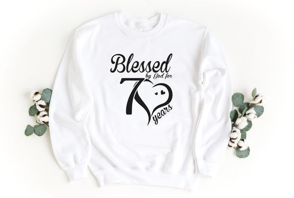 Sweatshirt-Blessed For 70 Years Sweatshirt-S-White-Jack N Roy