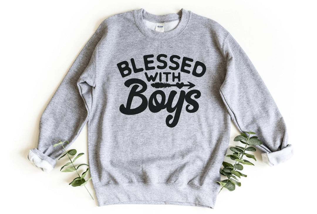 Sweatshirts-Blessed With Boys Sweatshirt-S-Sport Grey-Jack N Roy