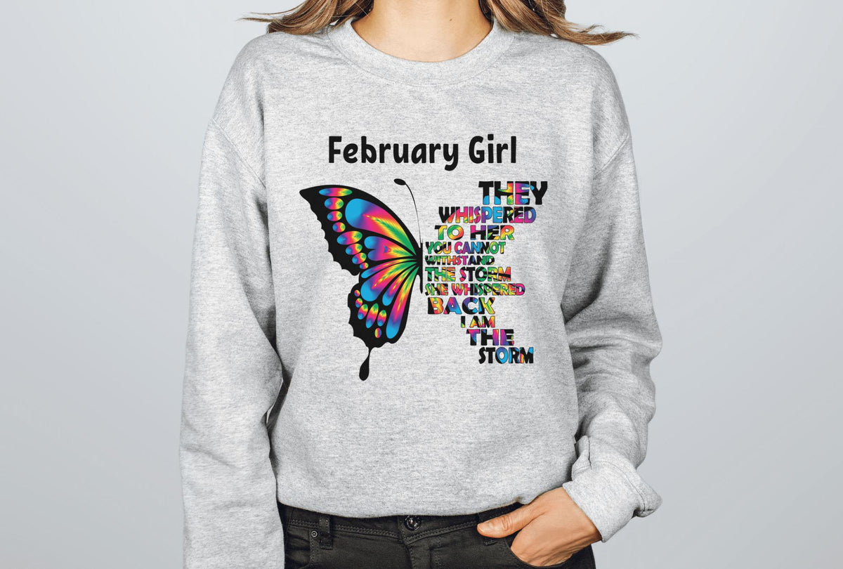 Sweatshirt-Butterfly Birthday Girl Sweatshirt (Customize Your Month)-Jack N Roy