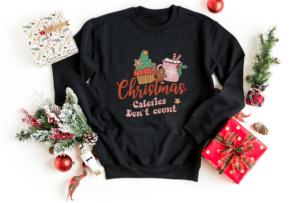 Sweatshirt-Christmas Calories Don't Count Sweatshirt-S-Black-Jack N Roy