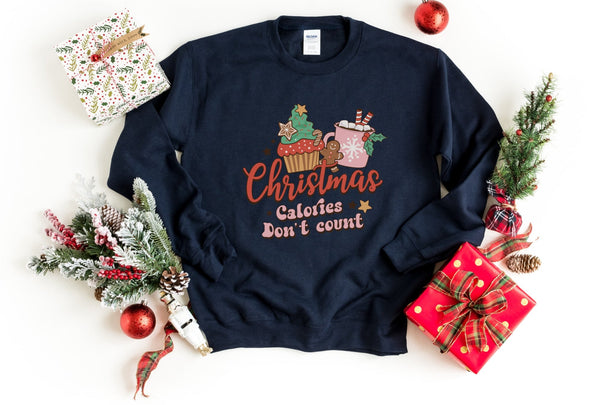 Sweatshirt-Christmas Calories Don't Count Sweatshirt-S-Navy-Jack N Roy