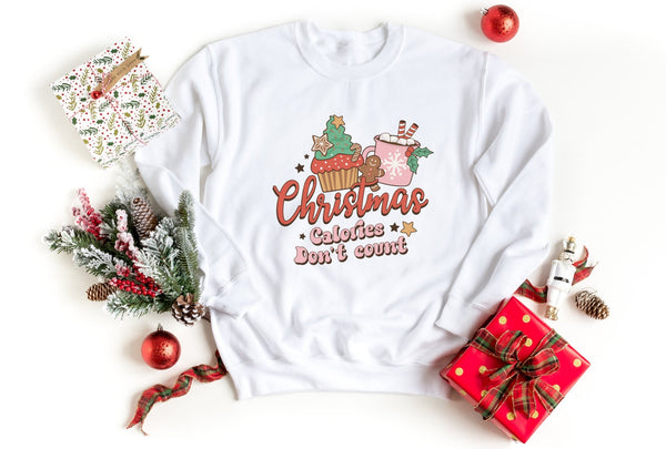 Sweatshirt-Christmas Calories Don't Count Sweatshirt-S-White-Jack N Roy
