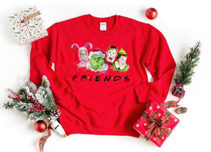 Sweatshirts-Christmas Friends Sweatshirt-S-Red-Jack N Roy