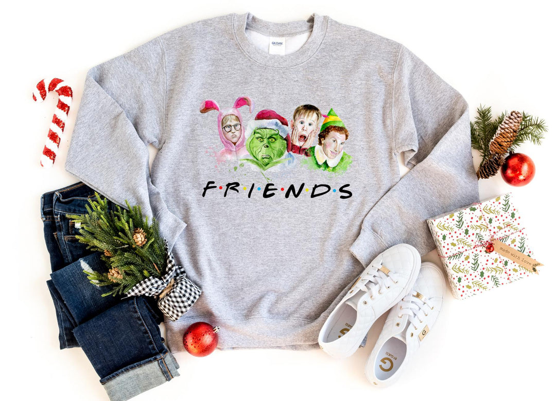Sweatshirts-Christmas Friends Sweatshirt-S-Sport Grey-Jack N Roy