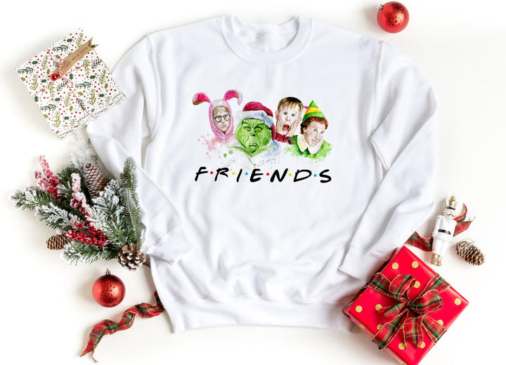 Sweatshirts-Christmas Friends Sweatshirt-S-White-Jack N Roy