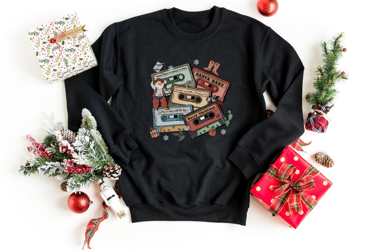 Sweatshirt-Christmas Tapes Sweatshirt-S-Black-Jack N Roy