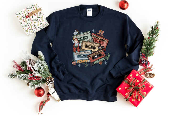 Sweatshirts-Christmas Tapes Sweatshirt-S-Navy-Jack N Roy