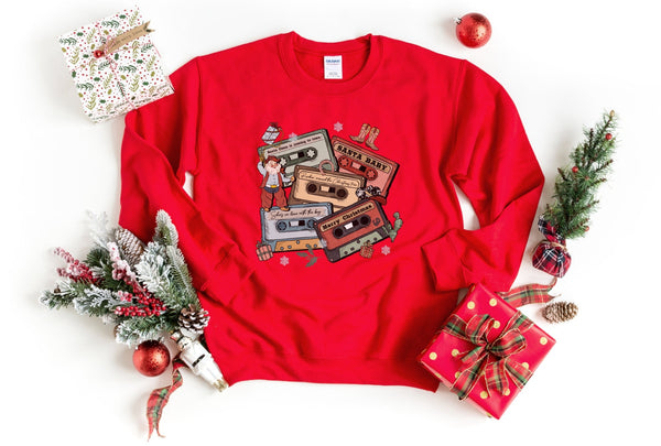 Sweatshirt-Christmas Tapes Sweatshirt-S-Red-Jack N Roy