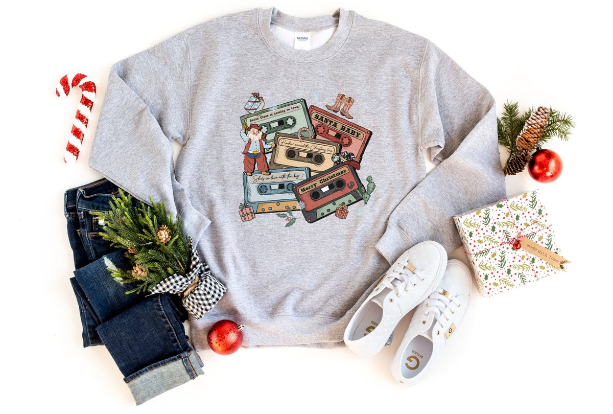 Sweatshirt-Christmas Tapes Sweatshirt-S-Sport Grey-Jack N Roy