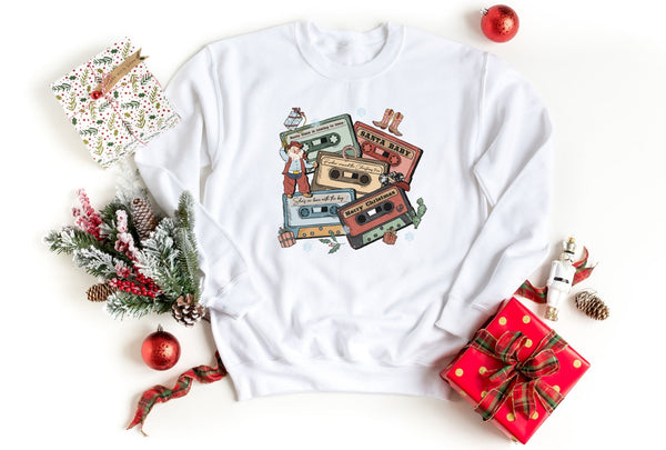 Sweatshirt-Christmas Tapes Sweatshirt-S-White-Jack N Roy