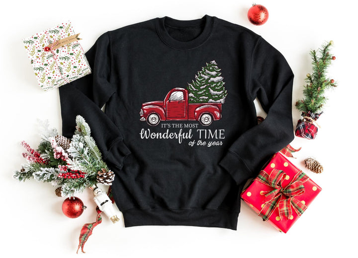 Sweatshirts-Christmas Truck Sweatshirt-S-Black-Jack N Roy