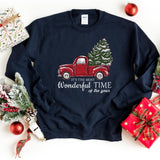 Sweatshirt-Christmas Truck Sweatshirt-S-Navy-Jack N Roy