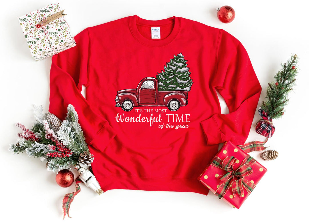 Sweatshirts-Christmas Truck Sweatshirt-S-Red-Jack N Roy