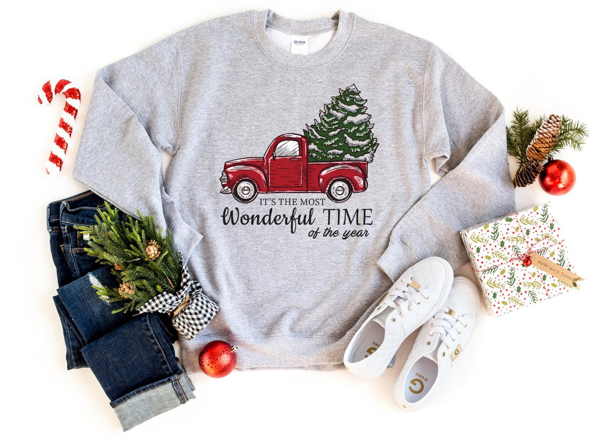 Sweatshirt-Christmas Truck Sweatshirt-S-Sport Grey-Jack N Roy