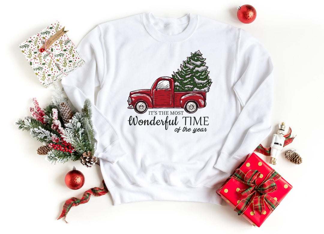 Sweatshirts-Christmas Truck Sweatshirt-S-White-Jack N Roy