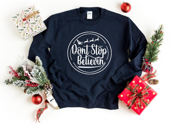 Sweatshirt-Don't Stop Believin' Sweatshirt-S-Navy-Jack N Roy