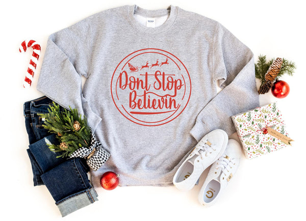 Sweatshirt-Don't Stop Believin' Sweatshirt-S-Sport Grey-Jack N Roy