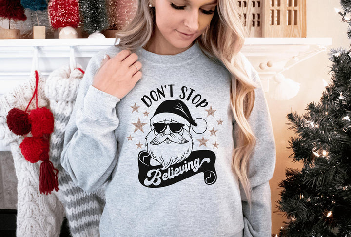 Sweatshirts-Don't Stop Believing (Santa) Sweatshirt-Jack N Roy
