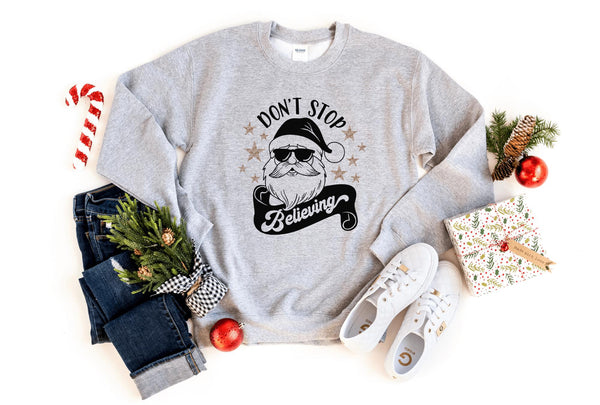 Sweatshirt-Don't Stop Believing (Santa) Sweatshirt-S-Sport Grey-Jack N Roy