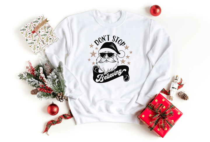 Sweatshirts-Don't Stop Believing (Santa) Sweatshirt-S-White-Jack N Roy