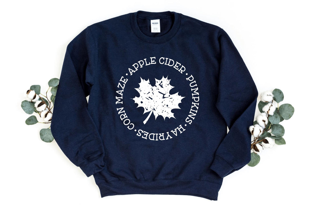Sweatshirts-Fall Leaf Sweatshirt-S-Navy-Jack N Roy