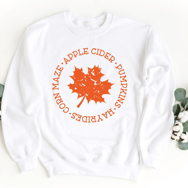 Sweatshirt-Fall Leaf Sweatshirt-S-White-Jack N Roy