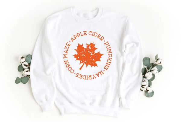 Sweatshirt-Fall Leaf Sweatshirt-S-White-Jack N Roy